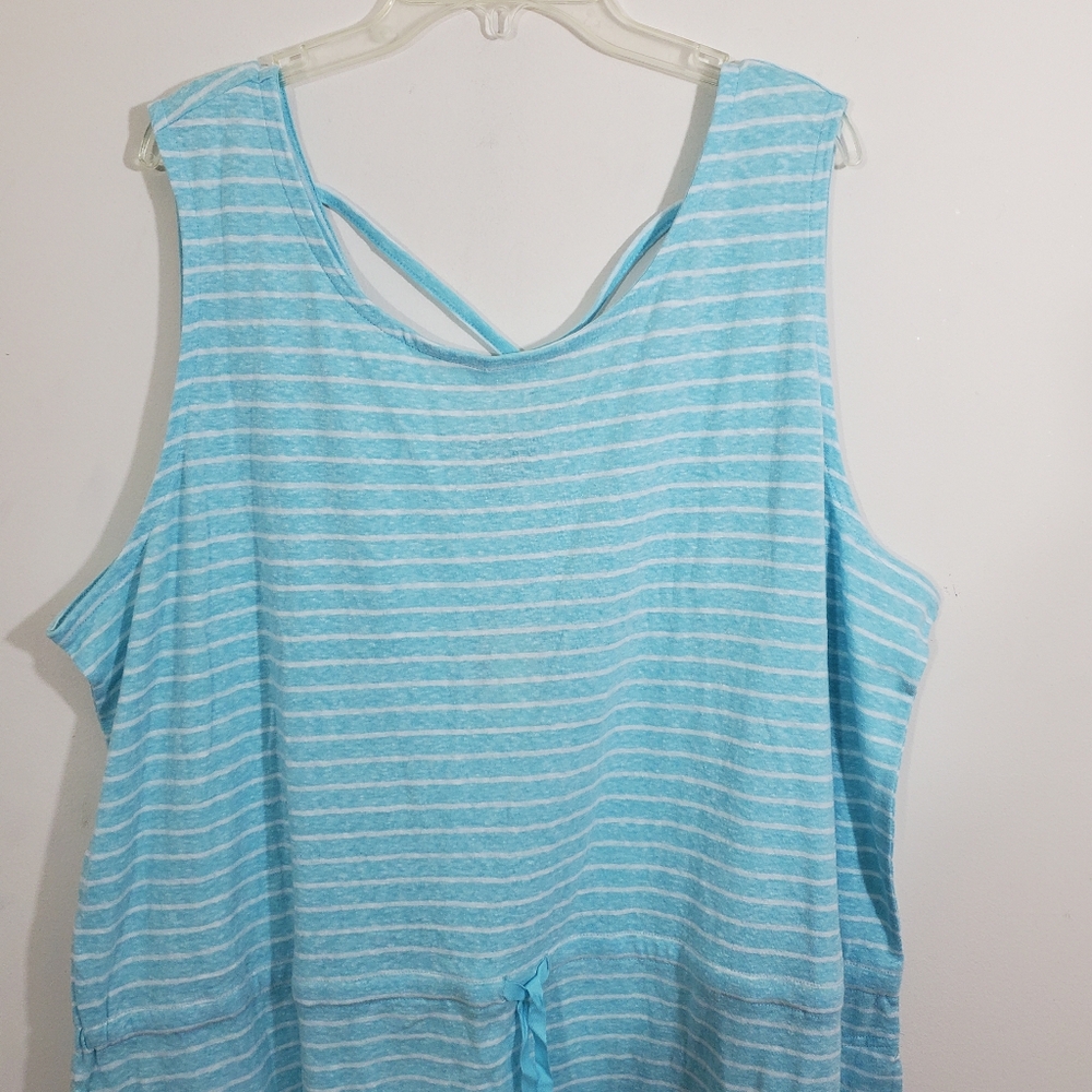 NWT T by Talbots Activewear Dress Turquoise Aqua Striped Sleeveless Nautical 3X - Picture 5 of 11